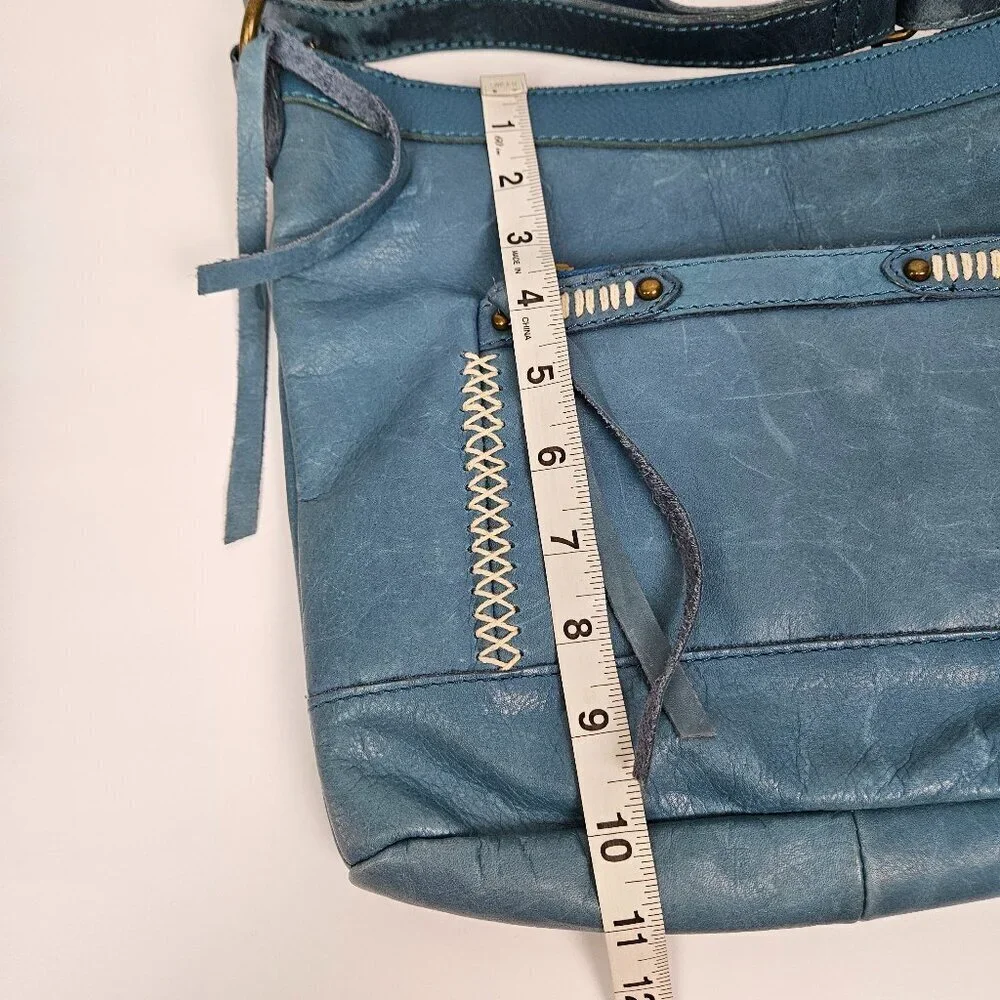 Lucky Brand Boho Blue Leather Crossbody Bag - Picture 6 of 16